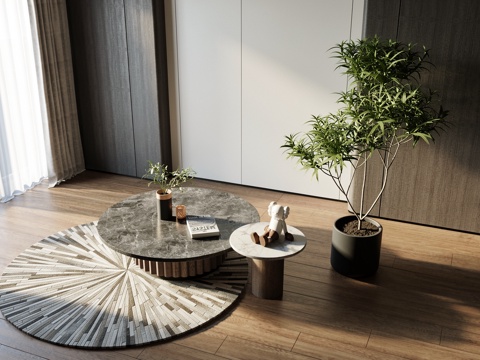 现代茶几组合su模型