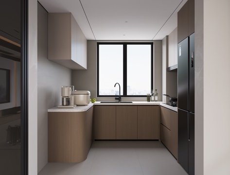 意式U型厨房su模型