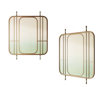  现代玻璃隔断 玻璃屏风 玄关隔断 玄关屏风 金属隔断3d模型 