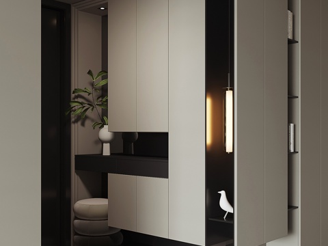  现代入户鞋柜su模型 