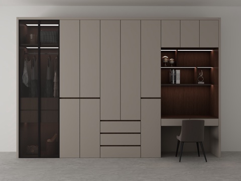  衣柜书桌3d模型 