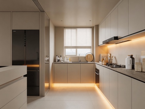 厨房 厨柜 冰箱su模型