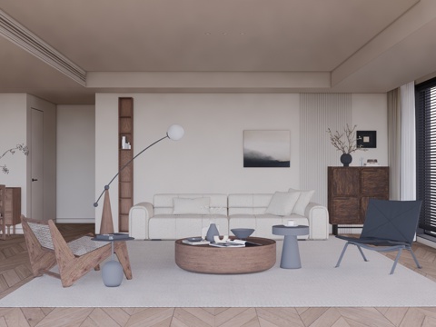 客餐厅 客厅 卫生间su模型