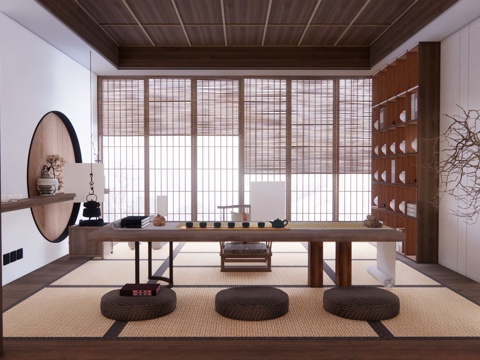 茶桌组合 餐厅 茶室 客厅 玄关su模型