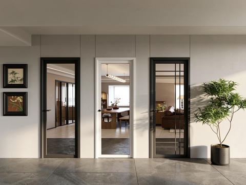  现代单开门_磨砂玻璃门_玻璃单开门_单开玻璃门_卫浴门_厨卫su模型 