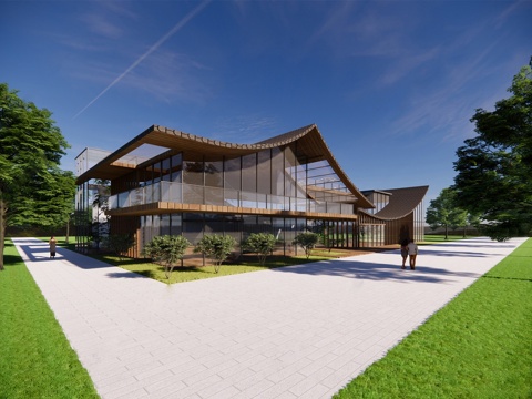 现代售楼处建筑 售楼处 会所su模型