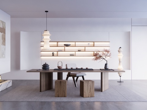 茶室 玄关 客厅 餐厅 茶桌组合su模型