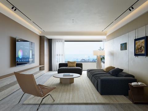  现代客厅3d模型 