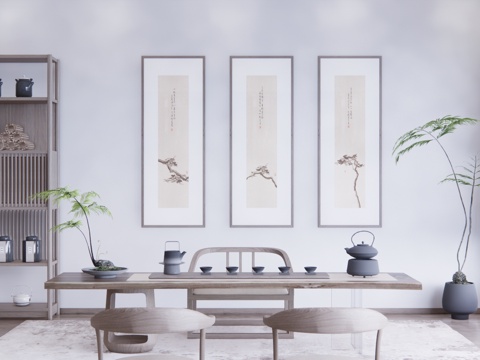 餐厅 卧室 茶桌椅 客厅 客餐厅 卫生间su模型