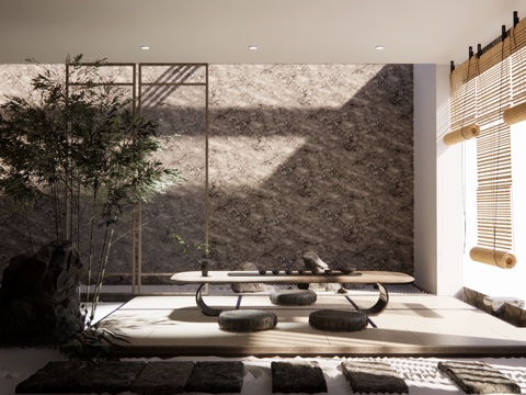 茶桌组合 客厅 玄关 餐厅 茶室su模型