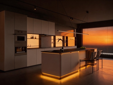 开放式餐厅su模型