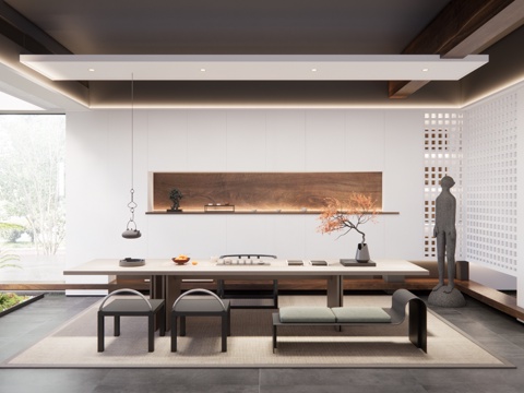 餐厅 玄关 茶室 客厅 茶桌组合su模型