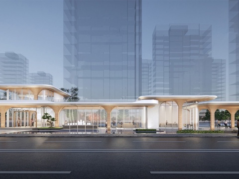 现代售楼处建筑 售楼部建筑 小区入户大堂su模型