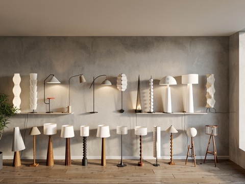 现代落地灯  北欧落地灯  原木落地灯su模型