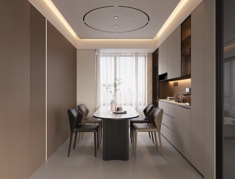 意式无主灯餐厅酒柜su模型