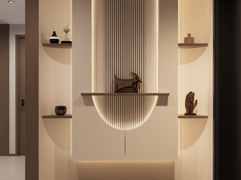 玄关背景墙su模型