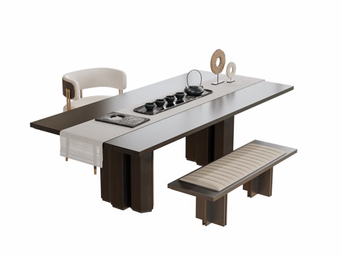  现代茶桌椅su模型 