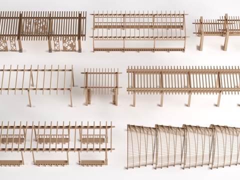 现代景观花架 葡萄架 廊架 绿植爬架su模型