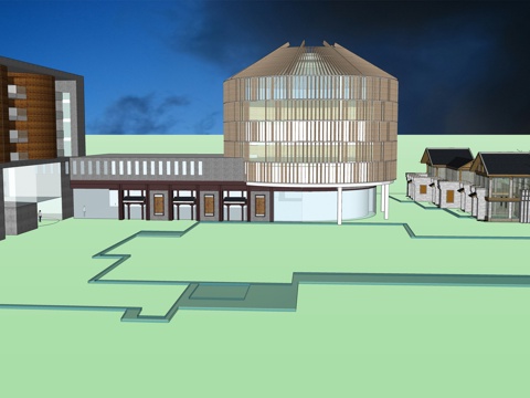 网红打卡工业建筑旧改工厂商业街su模型