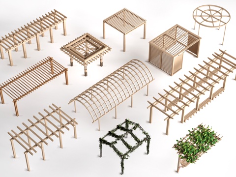 现代景观花架 葡萄架 廊架 绿植爬架su模型