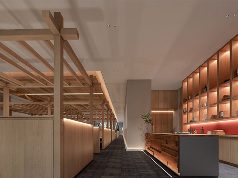 现代足浴店大堂 养生馆大堂 酒店大堂前厅su模型