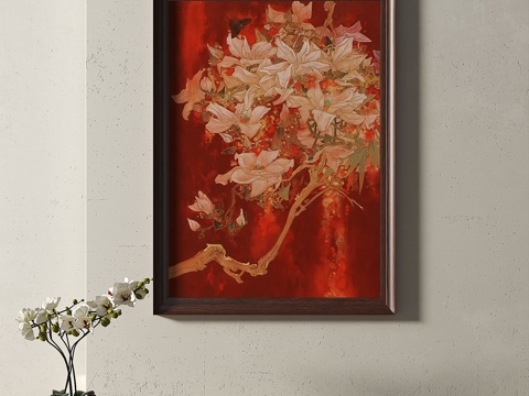  新中式，中古，复古，挂画3d模型 