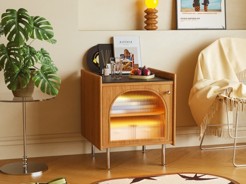  床头柜 边柜 摆件 边几 绿植3d模型 