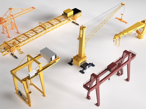 现代起重机 龙门吊 吊车 厂房行车su模型