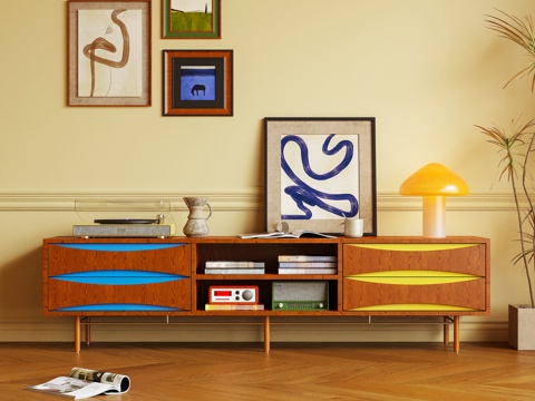  电视柜 边柜 置物柜 装饰画 摆件3d模型 