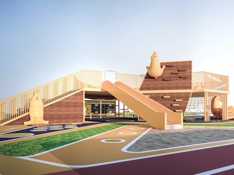 现代儿童游乐器材 儿童滑梯 儿童设施su模型