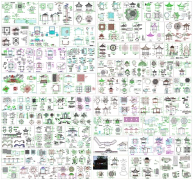 亭廊仿古亭景观亭凉亭观景阁剖面做法工艺详图节点CAD素材图库cad施工图