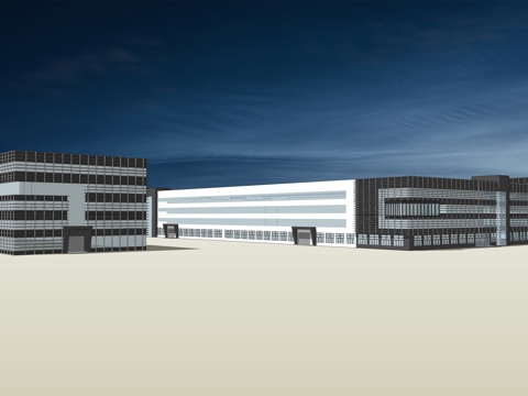 网红打卡工业建筑旧改工厂商业街su模型