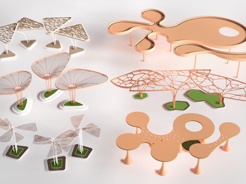 现代景观廊架 景观构筑物 景观小品su模型