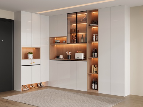  现代酒柜鞋柜一体 鞋柜 酒柜3d模型 