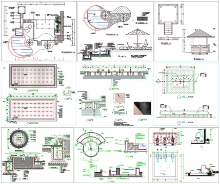 景观水池水景镜面水景池壁喷泉风水球工艺详图节点CAD素材图库cad施工图