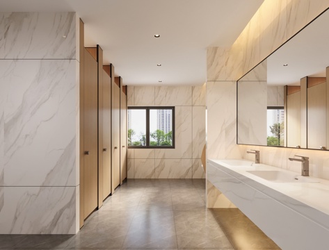  现代公共卫生间 商业 商场 公共 洗手台3d模型 