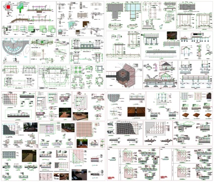 观景平台铺装庭院木栈道户外木平台防腐木铺装详图节点CAD素材cad施工图