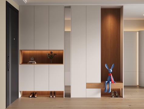 现代入户玄关鞋柜 换鞋凳鞋柜 隔断鞋柜su模型