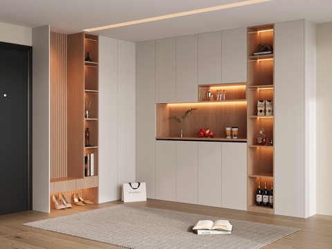 现代鞋柜酒柜一体 鞋柜 酒柜su模型