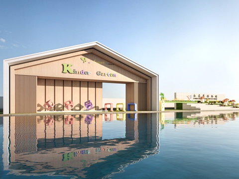 现代幼儿园大门 学校大门 幼儿园入口su模型