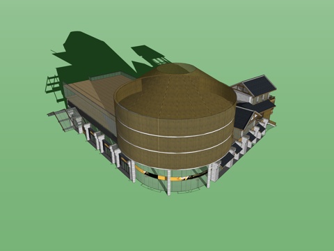 网红打卡工业建筑旧改工厂商业街su模型