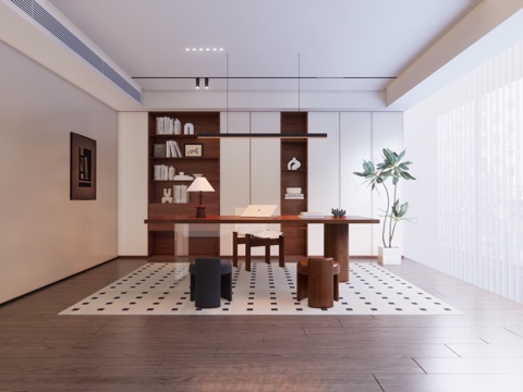 玄关 茶桌组合 工装 茶桌椅su模型