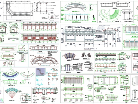 景观廊长廊花架剖面做法工艺详图节点CAD素材图库cad施工图