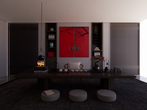 卫生间 客厅 衣帽间 茶台su模型