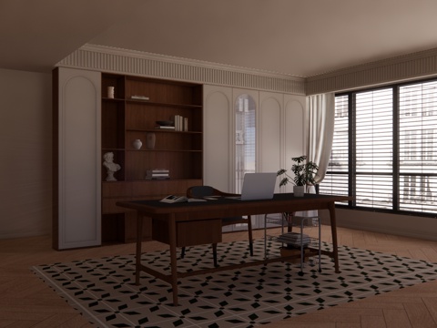 茶桌组合 工装 茶几 茶台su模型