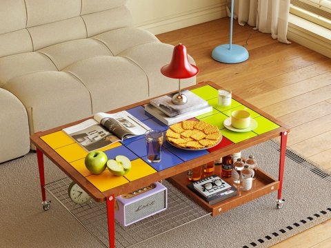  现代茶几 角几 多巴胺 摆件3d模型 