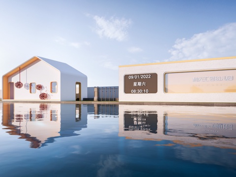 现代幼儿园大门 学校大门 幼儿园入口su模型