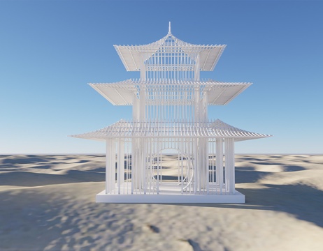 现代景观亭su模型