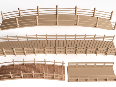 现代景观小桥 景观桥 木拱桥 公园桥su模型