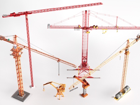 现代塔吊 起重机 工程机械su模型